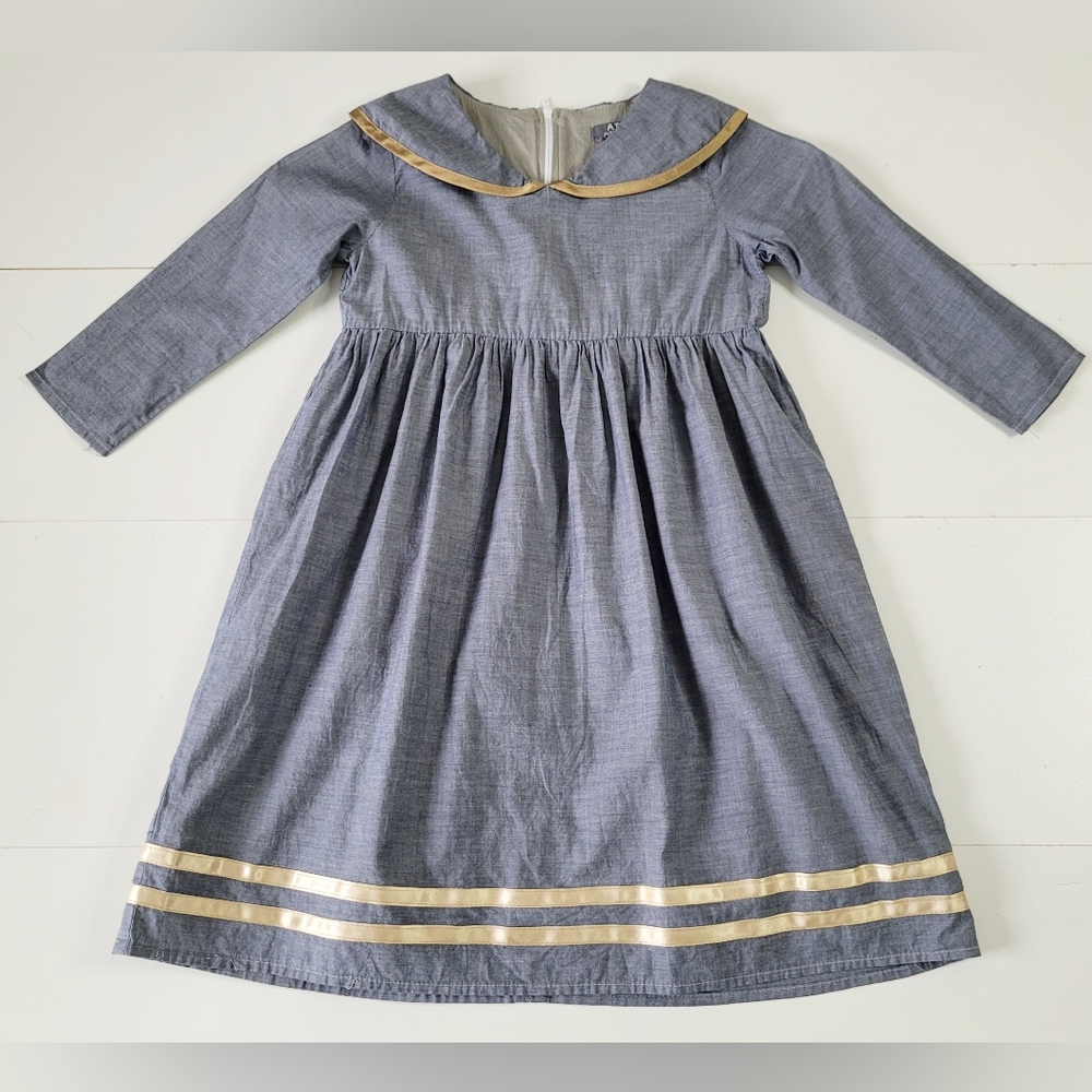 A.T.U.N Girls Classic Sailor Dress Lined Size 6/7 Yrs All Things Uber Nice